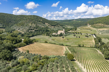 Obraz premium Abbazia Sant Antimo, toscana, senese, panorama