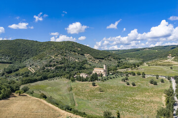 Obraz premium Abbazia Sant Antimo, toscana, senese, panorama