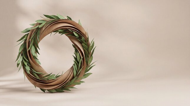Commercial 3D e-commerce sale promotion banner featuring green recycling circular loop with copy space