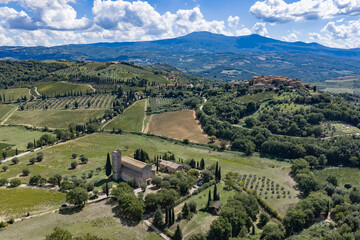 Obraz premium Abbazia Sant Antimo, toscana, senese, panorama