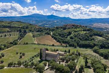 Obraz premium Abbazia Sant Antimo, toscana, senese, panorama