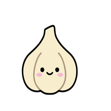 Cute kawaii garlic bulb illustration cute vegetable food character vector icon