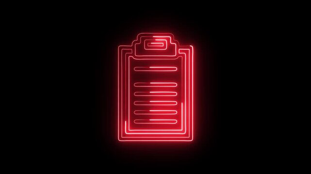 Document List Icon Animation with Glowing Lines on Black Background