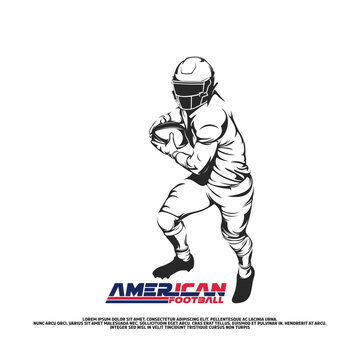 American Football Player Silhouette Vector Illustration, Athletic Sports Logo Design. Perfect for team logo, athletic t-shirt print design, tournament poster, championship badge, emblem