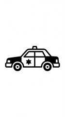 Obraz premium Police car vector icon representing law enforcement, patrol, public safety, security, emergency response, and community protection.