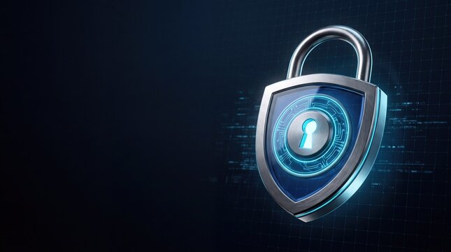 Promotional banner for security shield vault with copy space for e-commerce sale
