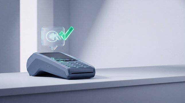 Secure contactless pos sale promotion displayed on a clean shelf with room for additional text or offers