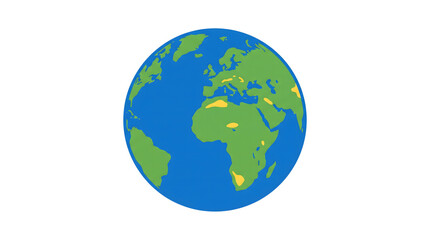 Fototapeta premium A stylized oval shaped illustration of the planet earth showing continents and oceans on a white background
