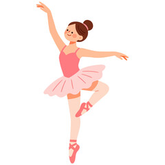Cute ballerina girl dancing in pink tutu dress ballet dancer vector illustration © Lily Angel Studio
