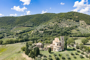 Obraz premium Abbazia Sant Antimo, toscana, senese, panorama