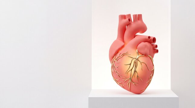 Commercial 3D e-commerce sale promotion banner for healthy heart glow with copy space