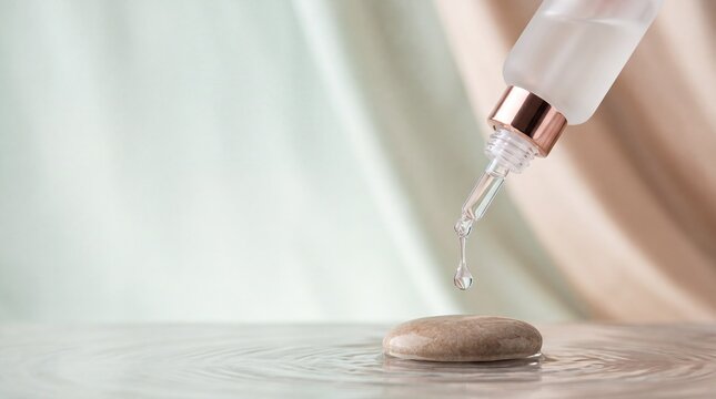 3D e-commerce sale promotion for natural skincare dropper with copy space for online marketing
