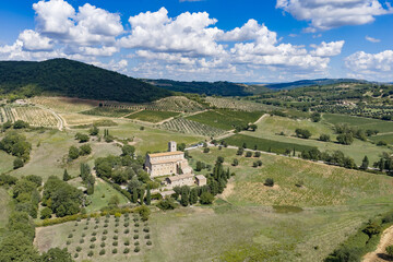 Obraz premium Abbazia Sant Antimo, toscana, senese, panorama