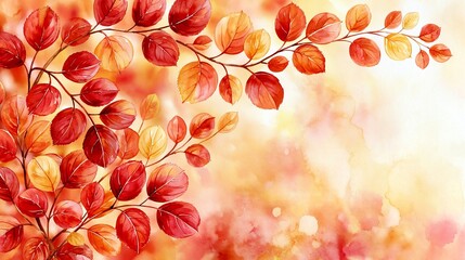Fototapeta premium a branch of leaves in various shades of red, orange, and yellow. The leaves are intricately detailed, with each leaf having a unique shape and texture.