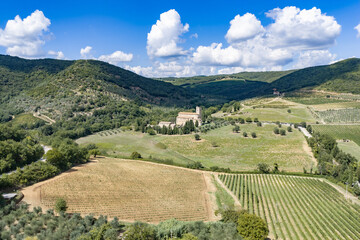 Obraz premium Abbazia Sant Antimo, toscana, senese, panorama