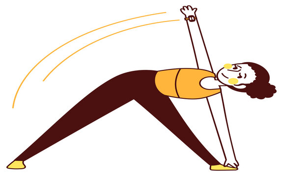 Athletic Man Doing Dynamic Stretching Exercise Pose Using Bar for Flexibility Training Fitness Workout Gymnastics and Healthy Active Lifestyle Flat Vector Illustration Concept