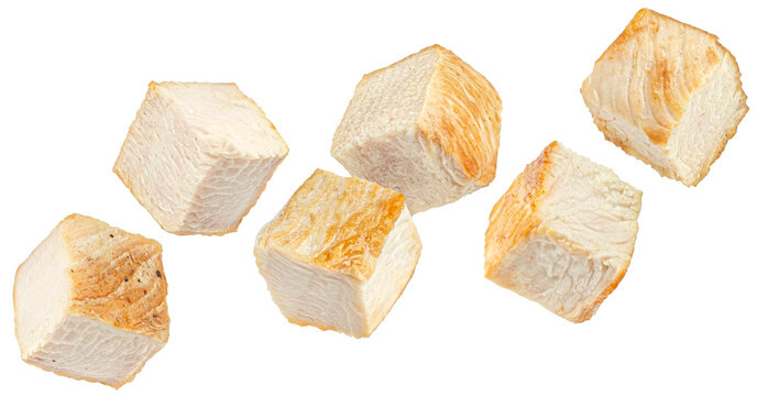 Chicken cubes isolated on white background