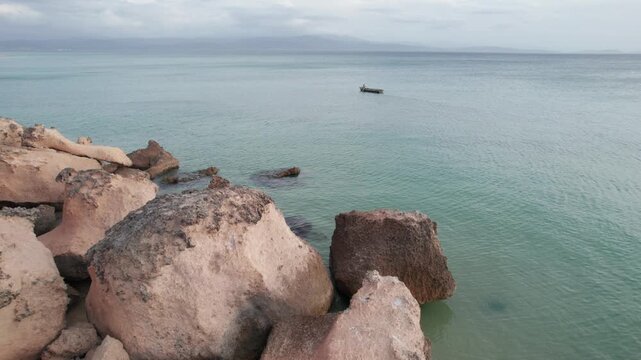 Aerial view of Araya rocky coastline, Venezuela.