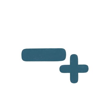 Plus and minus math symbols isolated on white background