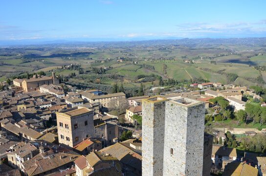Towers and rooftops in the historic village of San Gimignano