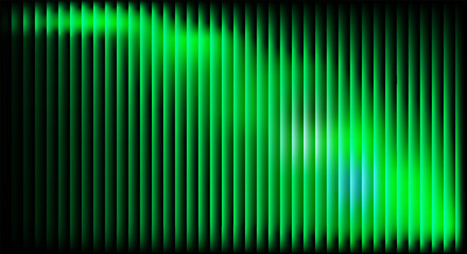 Abstract dark vertical stripes background with glowing green matrix light.