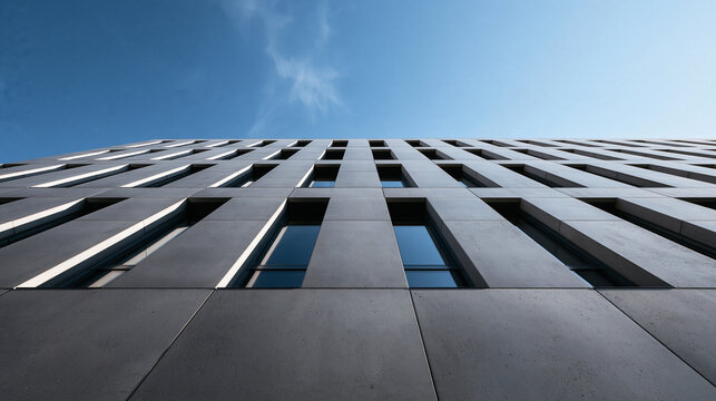 Low Angle View of Modern Office Building Facade