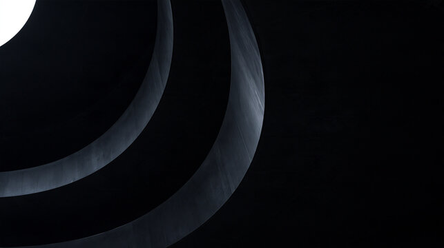 Minimalist Curved Architecture on Dark Background