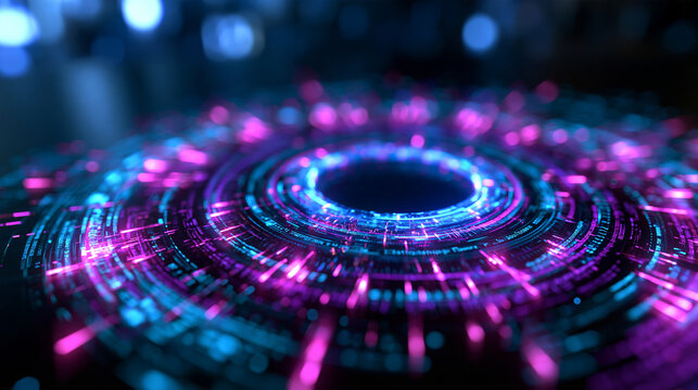 Futuristic Glowing Digital Interface and AI Technology Concept