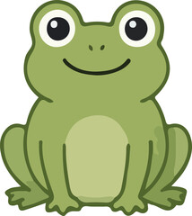 Obraz premium Green cartoon frog illustration with large eyes and a simple smiling face