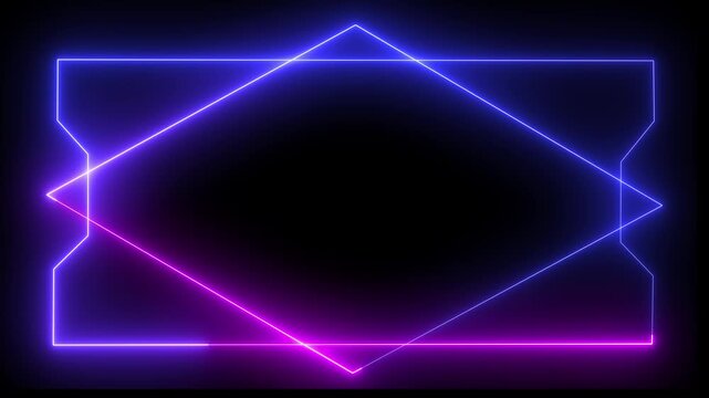 Abstract neon glowing light high tech rectangular mint and orange color frame animation on background. New design frame . 4k animation motion graphics video      
