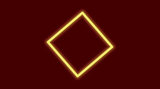 Animated glowing yellow neon diamond frame with spinning and bounce motion effect design overlay for social media video posts story