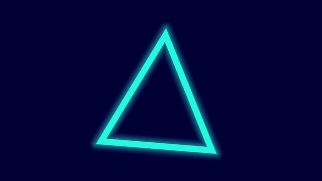 Animated glowing cyan neon triangle frame with spinning and bounce motion effect overlay design for social media video content post