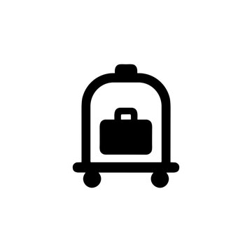 Hotel Luggage Cart Suitcase Baggage Transportation Hospitality Filled Icon