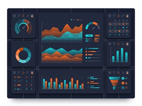 Business data dashboard UI with charts and analytics