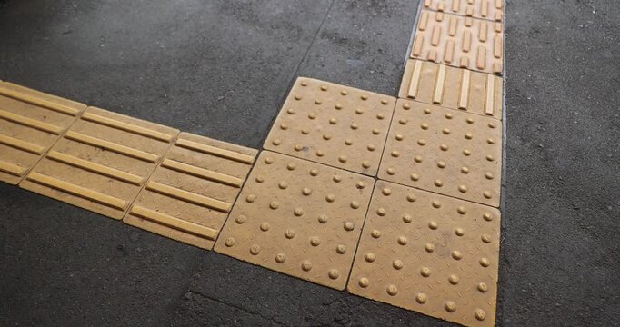tactile ground surface indicator in a train staion,Japan