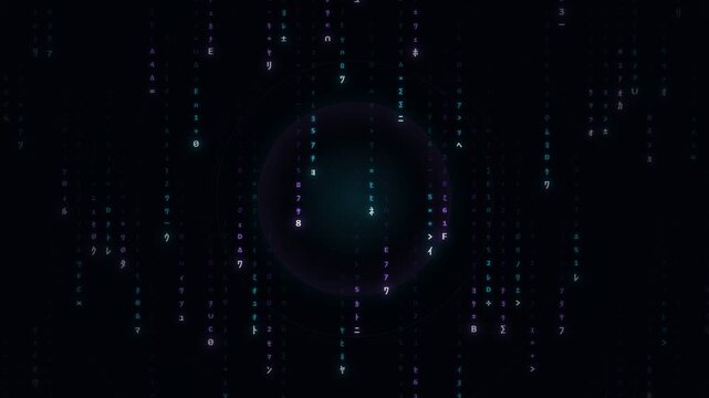 Digital matrix rain falling downwards displaying glowing green code streams across darkness symbolizing advanced computer programming concepts in futuristic cyberspace environments