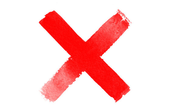 Red X mark painted brush stroke cross out sign vector illustration isolated on white background