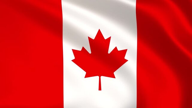 Canada flag waving in the wind, Canadian national flag background 4k animation.