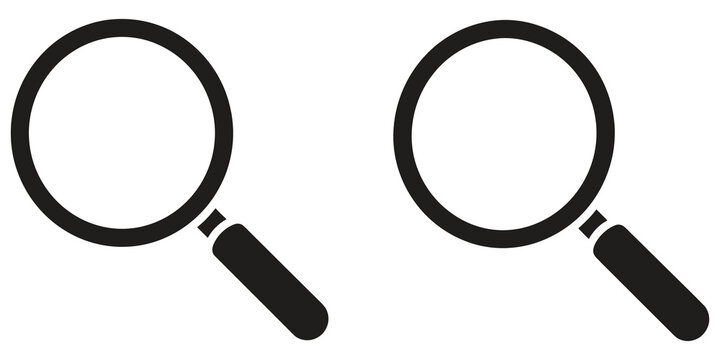 Magnifying glass icons for search interface and discovery features.