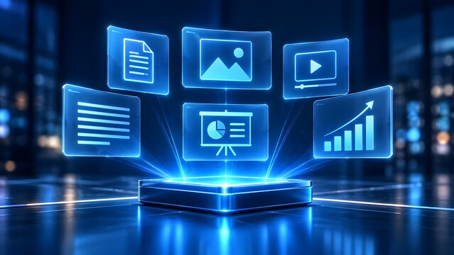 Digital interface icons for data presentation and media