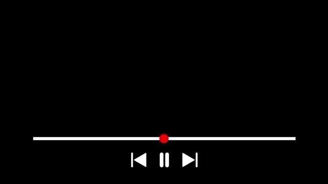Music Player Progress Bar Overlay, transparent background Audio Player Interface Template. 4K