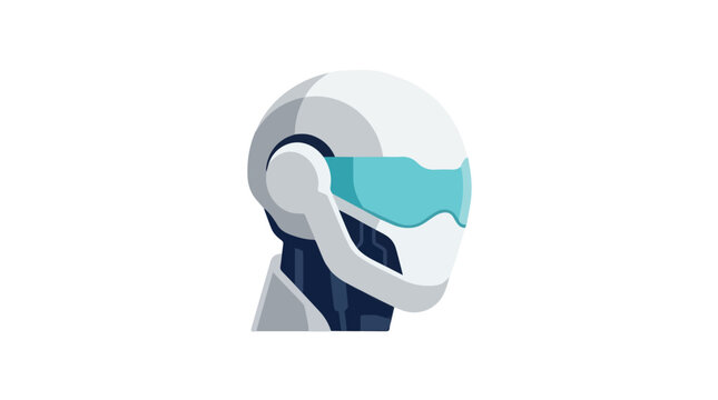 Futuristic Robot Helmet with visor and sleek design, high-tech headgear illustration for artificial intelligence and robotics themes