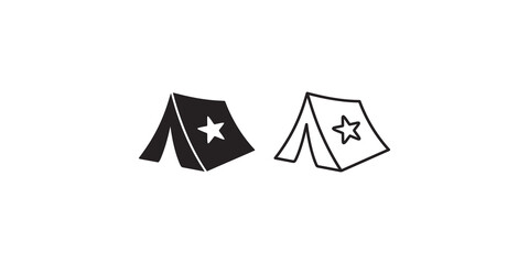 Camping tent with star vector icon for outdoor adventure and exploration. © 扁平化图标 