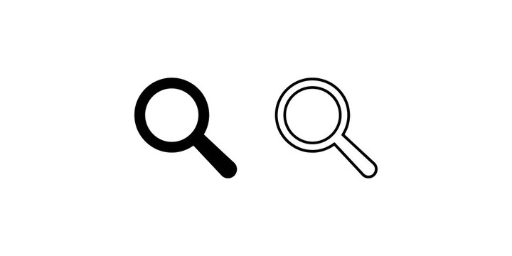 Magnifying glass search icon in solid black and outline stroke style.