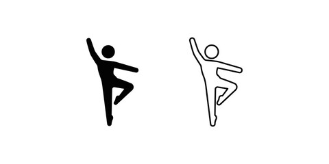 Ballet dancer stick figure icon in solid and outline minimalist style. © 扁平化图标 