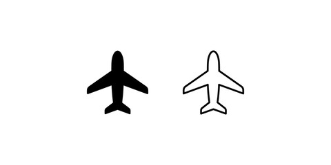 Airplane flight travel shapes black silhouettes aviation transport icons. © 扁平化图标 