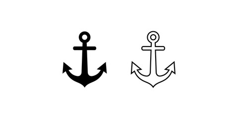 Marine anchor nautical shapes black silhouettes sea travel ship icons set. © 扁平化图标 