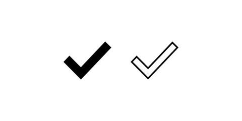 Check mark icons in solid black and stroke style for task completion. © 扁平化图标 