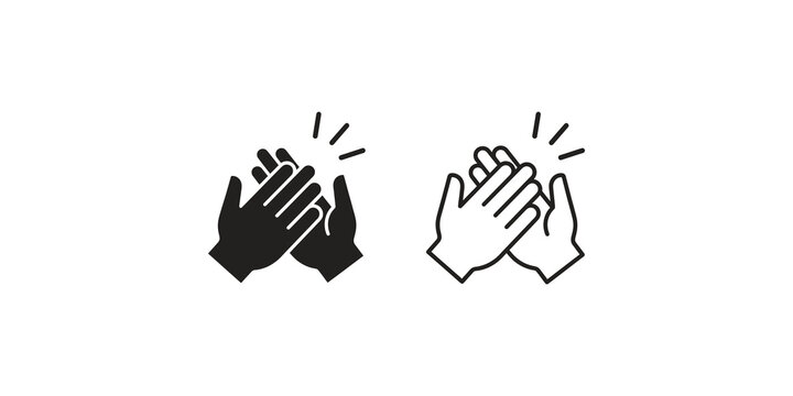 Two styles of black clapping hands gesture vector illustration.