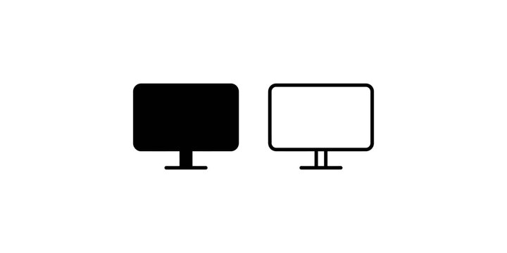 Minimalist computer monitor icons with solid and outline vector design.
